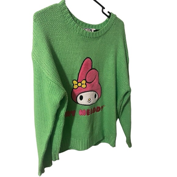 Hello Kitty Sweater Womens Green Pink Forever 21 My Melody Pullover Knit Small - Picture 9 of 16